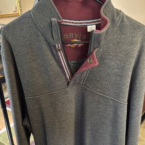 Orvis Gray Zip Up Sweater with Sporty Design